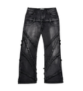VICIOUS Double Waisted Frayed Jeans - Washed Black