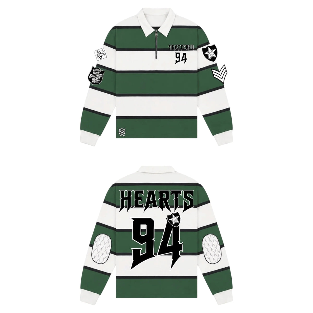 Shattered Hearts Knitted 94 Rugby - Green