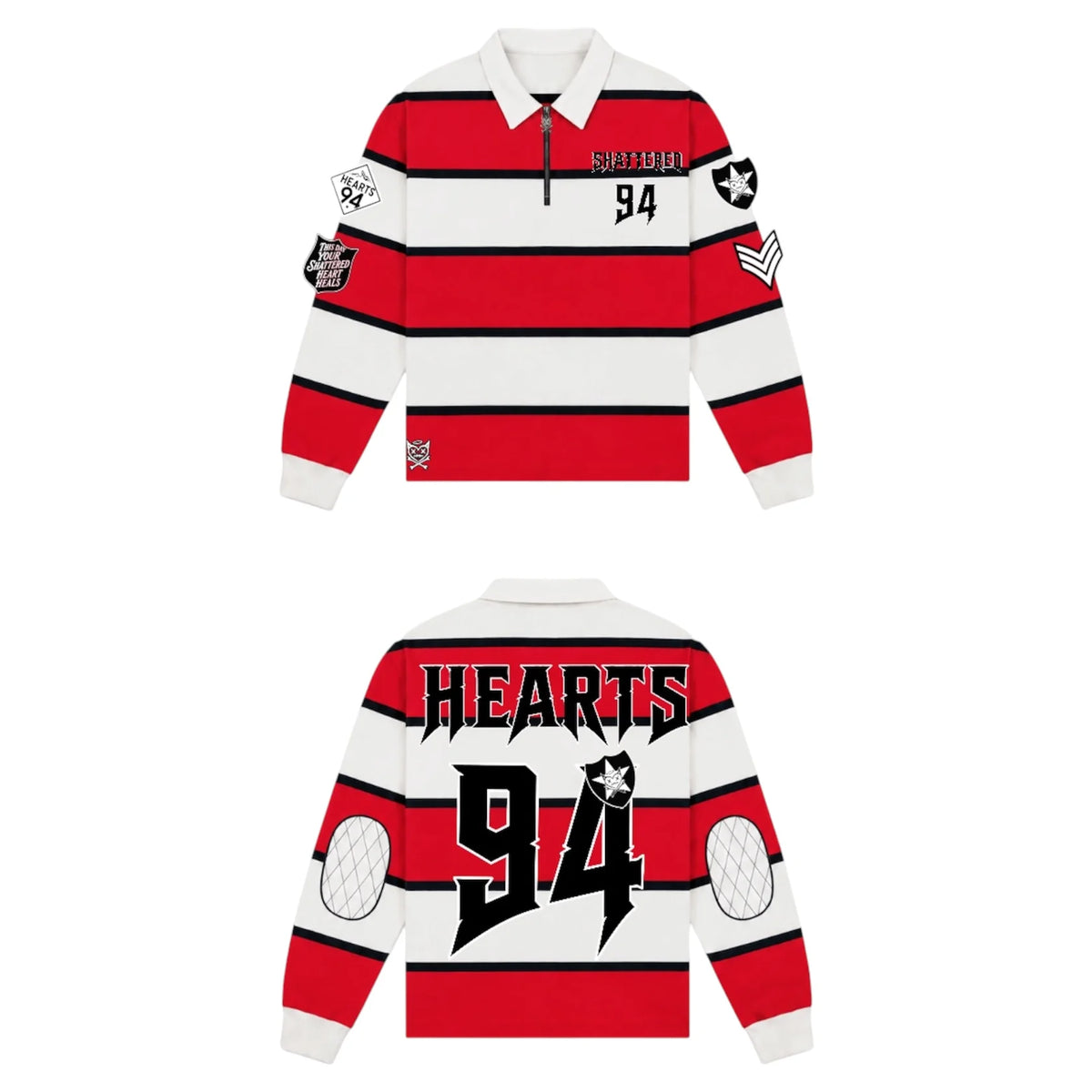 Shattered Hearts Knitted 94 Rugby - Red