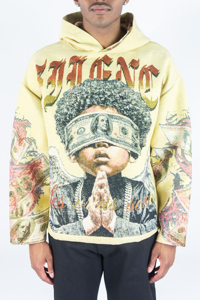 REBEL MINDS SILENCE WINGS TAPESTRY HOODIE - Cream
