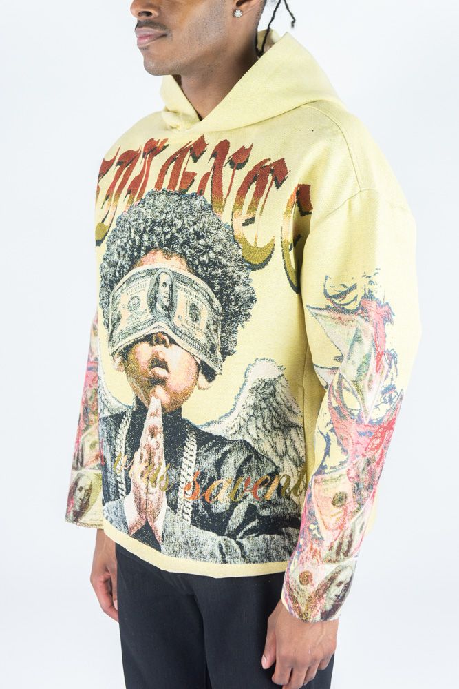 REBEL MINDS SILENCE WINGS TAPESTRY HOODIE - Cream