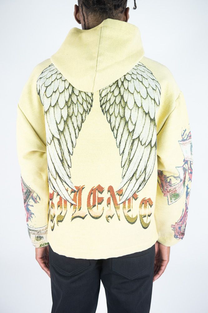 REBEL MINDS SILENCE WINGS TAPESTRY HOODIE - Cream
