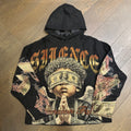 REBEL MINDS SILENCE WINGS TAPESTRY HOODIE - Black