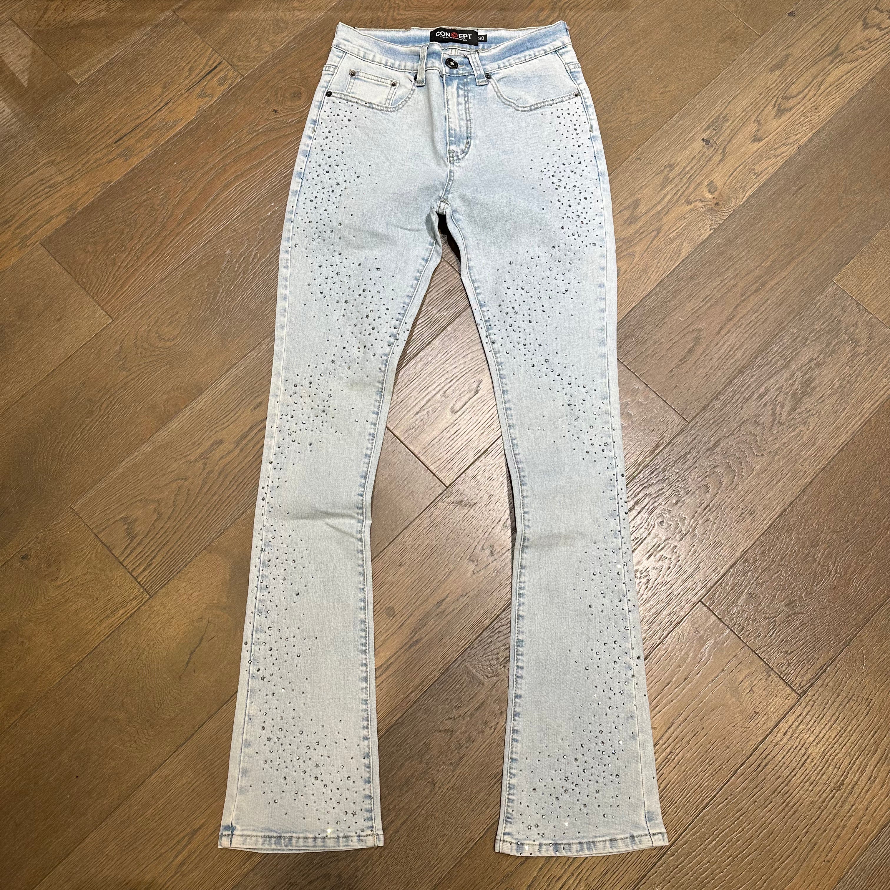 Concept Starlight Stacked Jeans - Light Blue