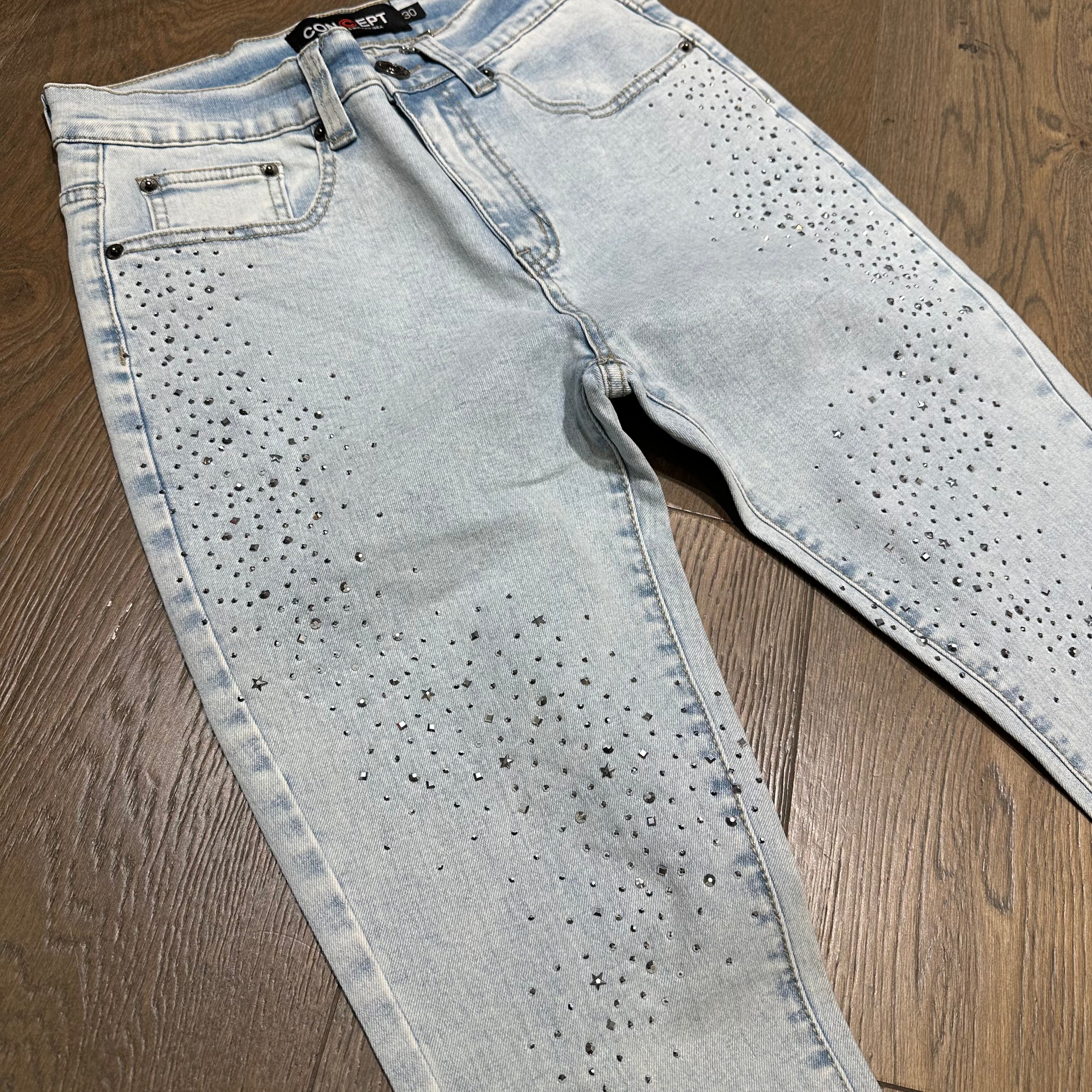 Concept Starlight Stacked Jeans - Light Blue
