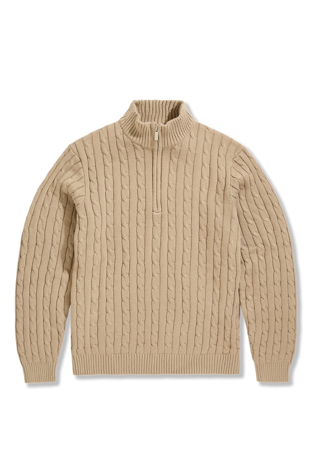 Jordan Craig Montauk Quarter Zip Cable Knit Sweater - Mocha