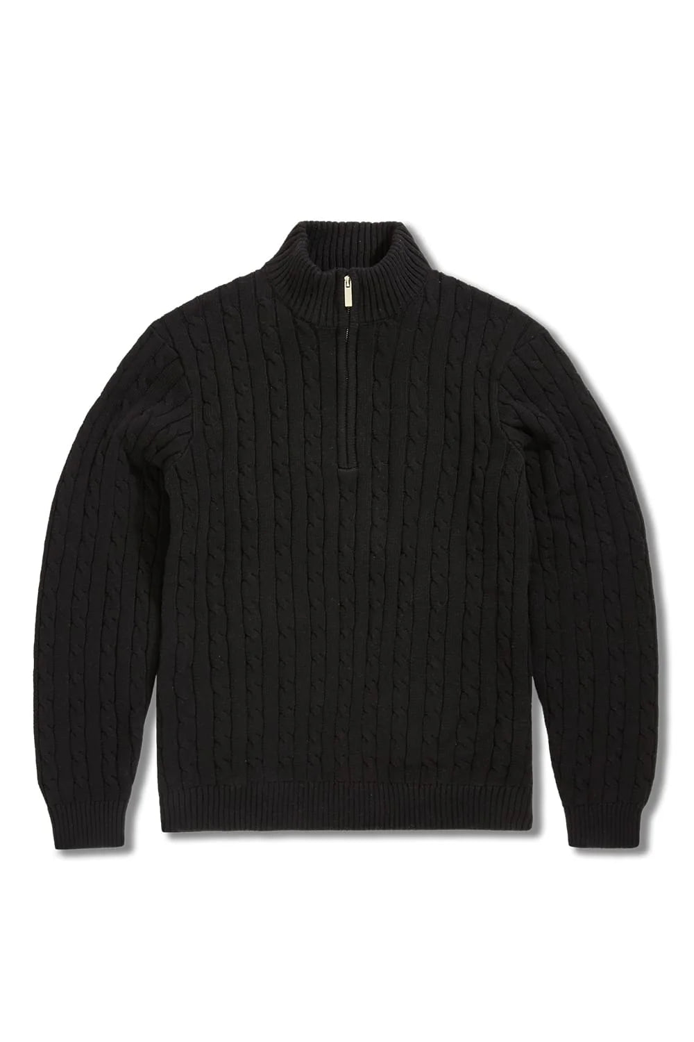 Jordan Craig Montauk Quarter Zip Cable Knit Sweater - Black