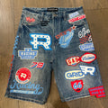 Vicious Racing Club Patch Work Shorts - Blue