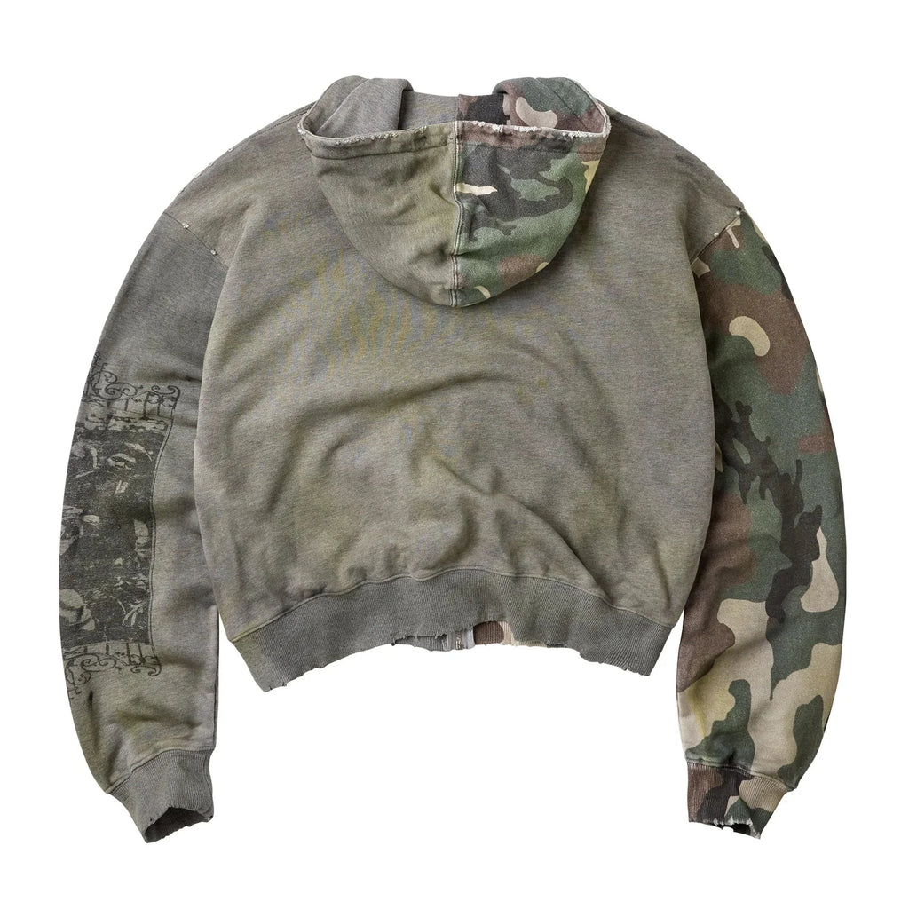 Vale More Athletic Dept Camo Zip-Up Hoodie - Olive Green