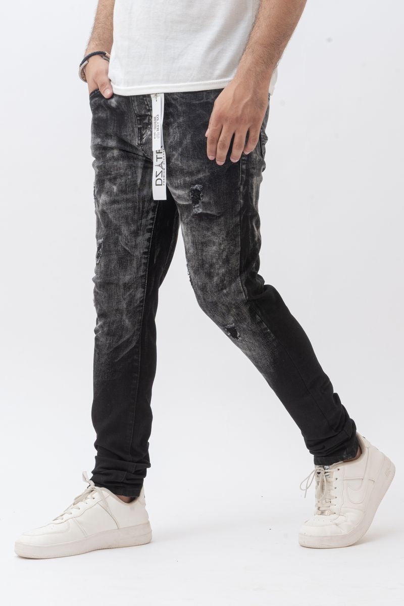 DZTR Premium Distressed Splatter Jeans 750 - Black