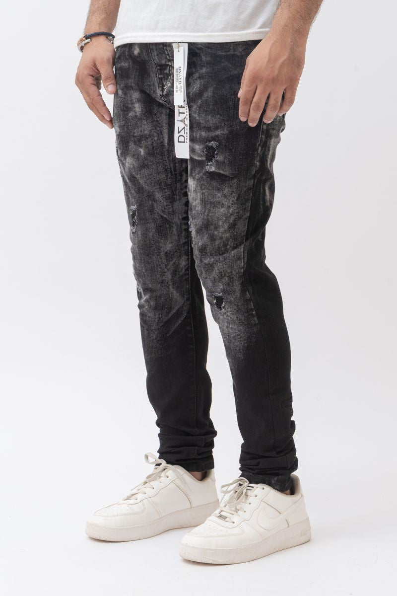 DZTR Premium Distressed Splatter Jeans 750 - Black