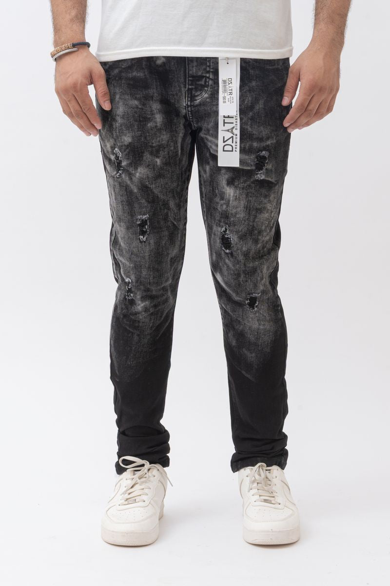 DZTR Premium Distressed Splatter Jeans 750 - Black