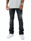 Vicious Embellished Rhinestone Flare Denim