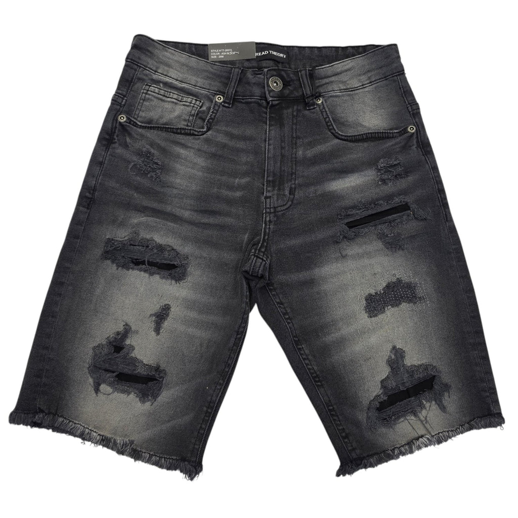 Thread Theory Distressed Denim Shorts - Ash Black