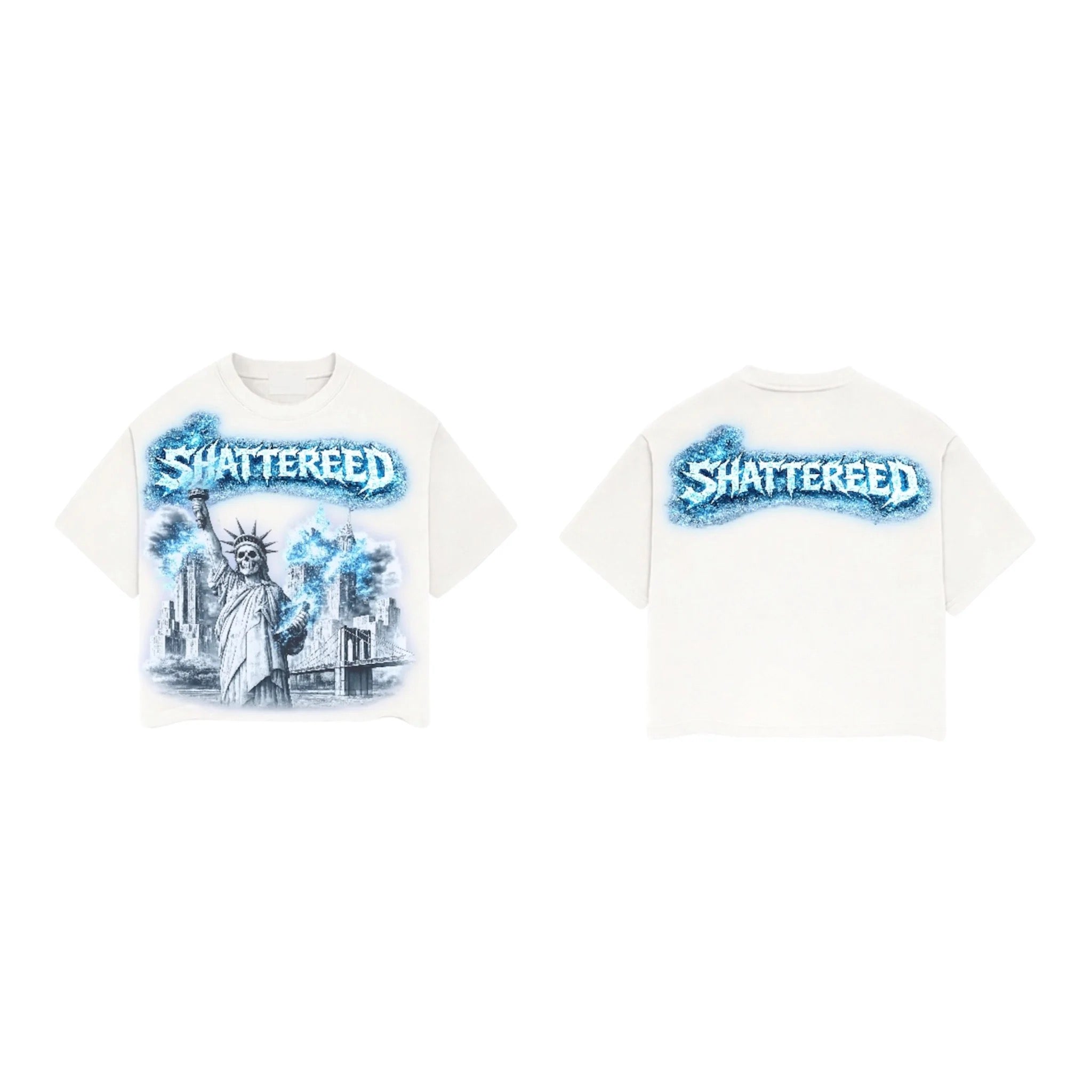 Shattered Hearts Liberty Graphic Shirt - White & Blue