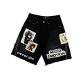 Mixed Emotions Never Die Denim Shorts - Black
