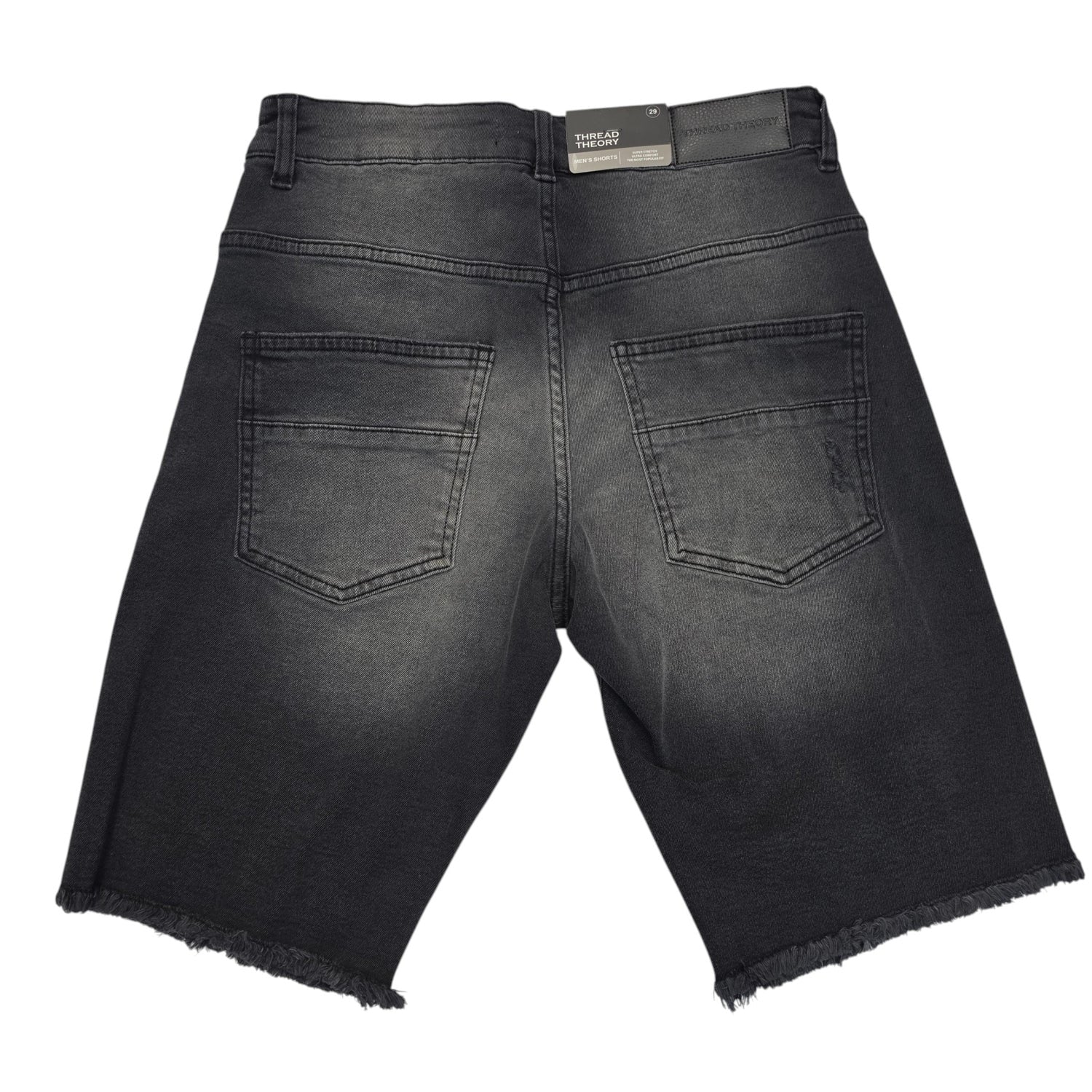 Thread Theory Distressed Denim Shorts - Ash Black