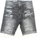 Thread Theory Distressed Denim Shorts - Grey