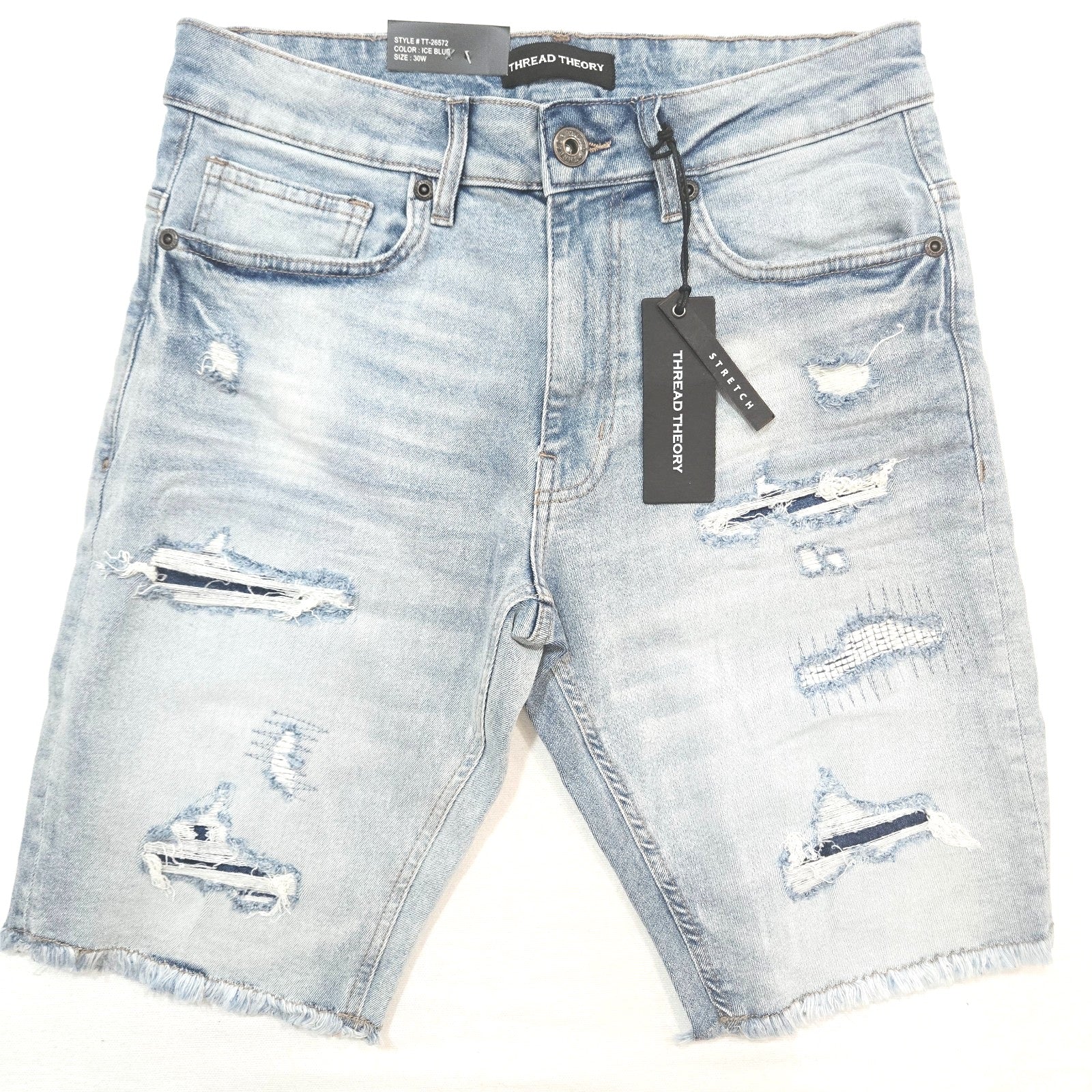 Thread Theory Distressed Denim Shorts - Ice Blue