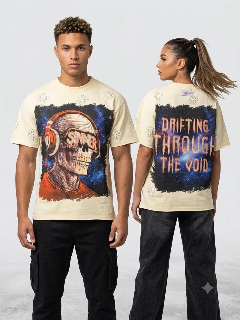 Focus "Sinner" Rhinestone Shirt - Cream