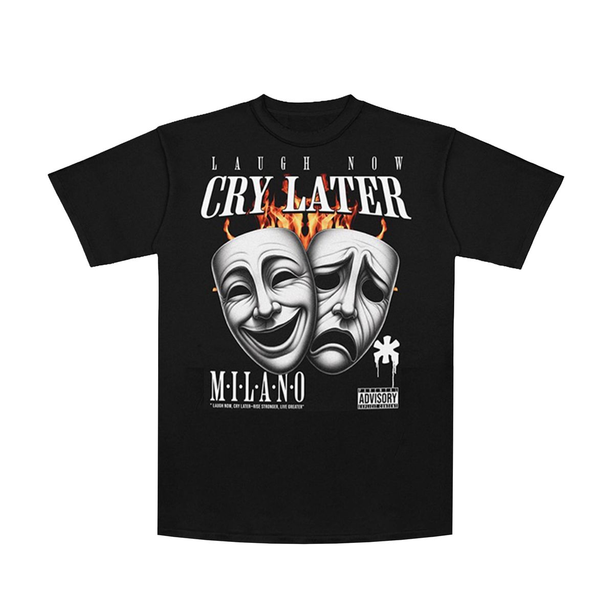 Premium Milano Laugh Now Cry Later Crew Neck Shirt Black