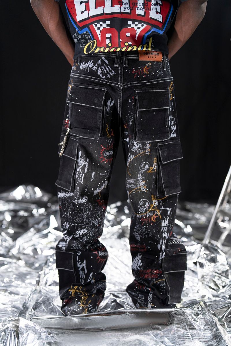 Elite Baggy Graffiti Cargo Denim