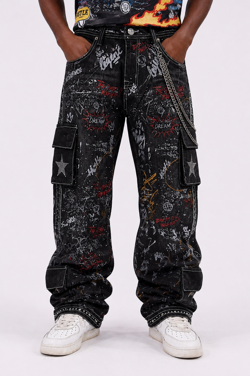Elite Baggy Graffiti Cargo Denim