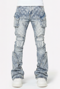 Guapi Aqua Blue Coffin Arc Embellished Jeans