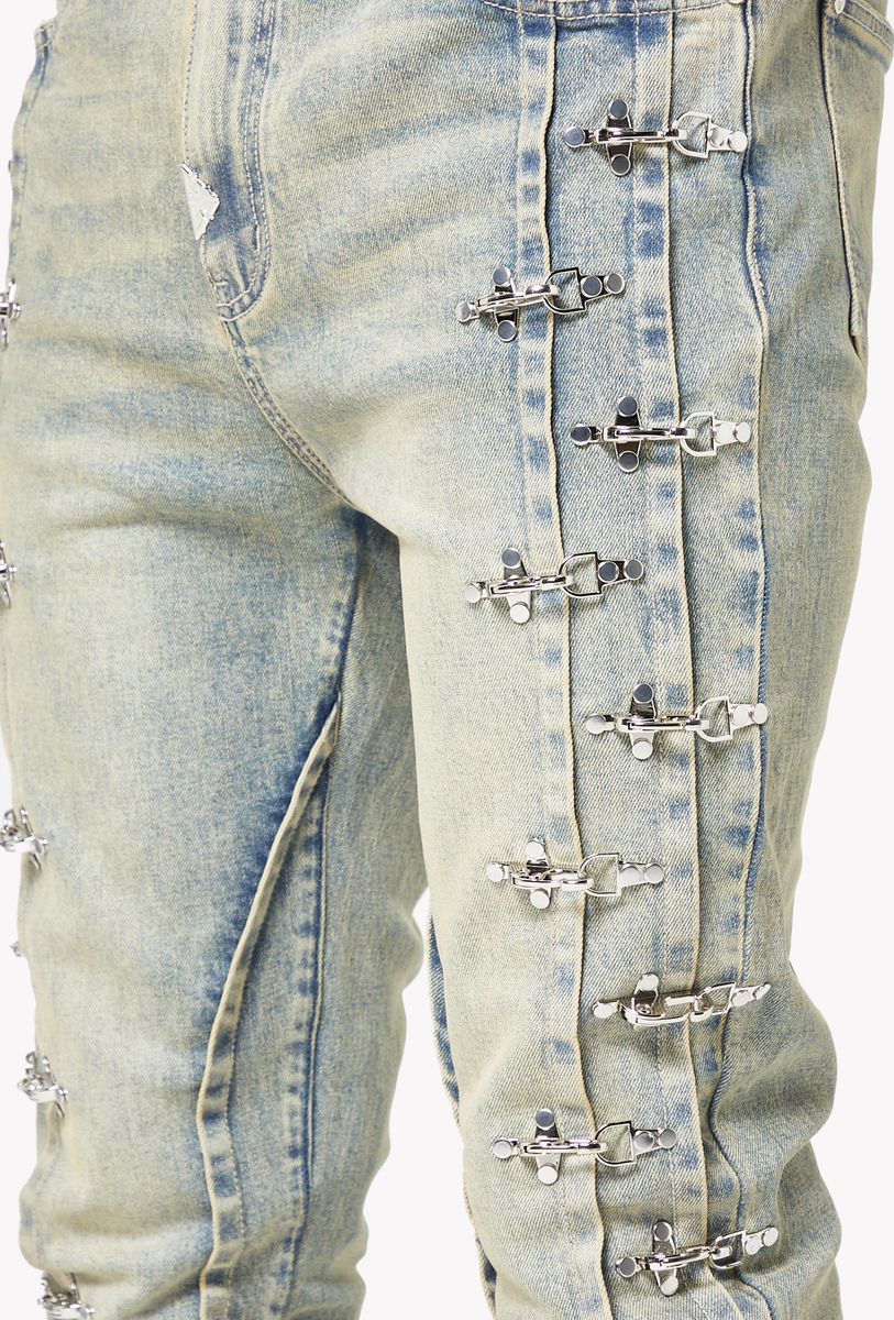 Guapi Vintage Blue Aviation Clasp Jeans