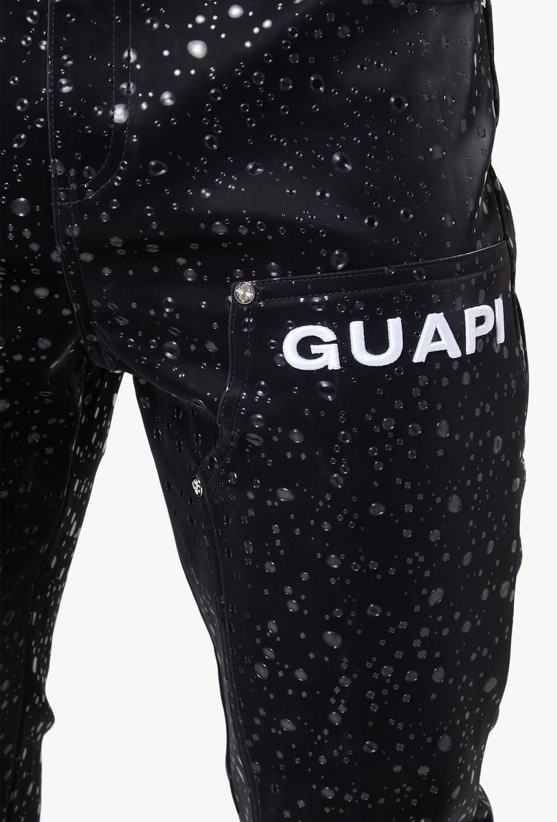 Guapi Obsidian Black Raindrop Leather Pant