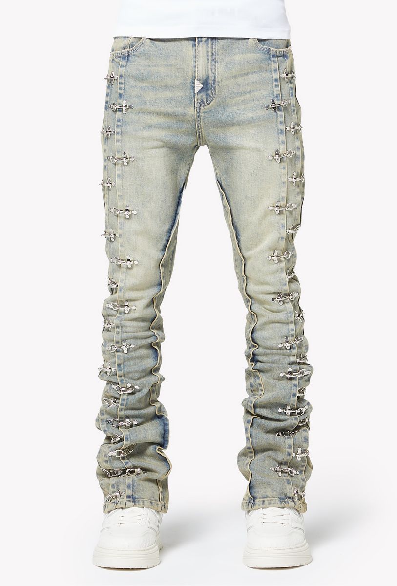 Guapi Vintage Blue Aviation Clasp Jeans