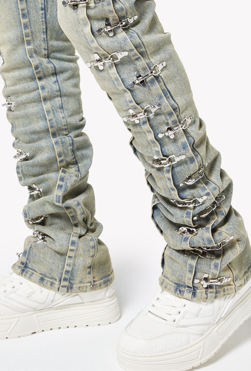 Guapi Vintage Blue Aviation Clasp Jeans
