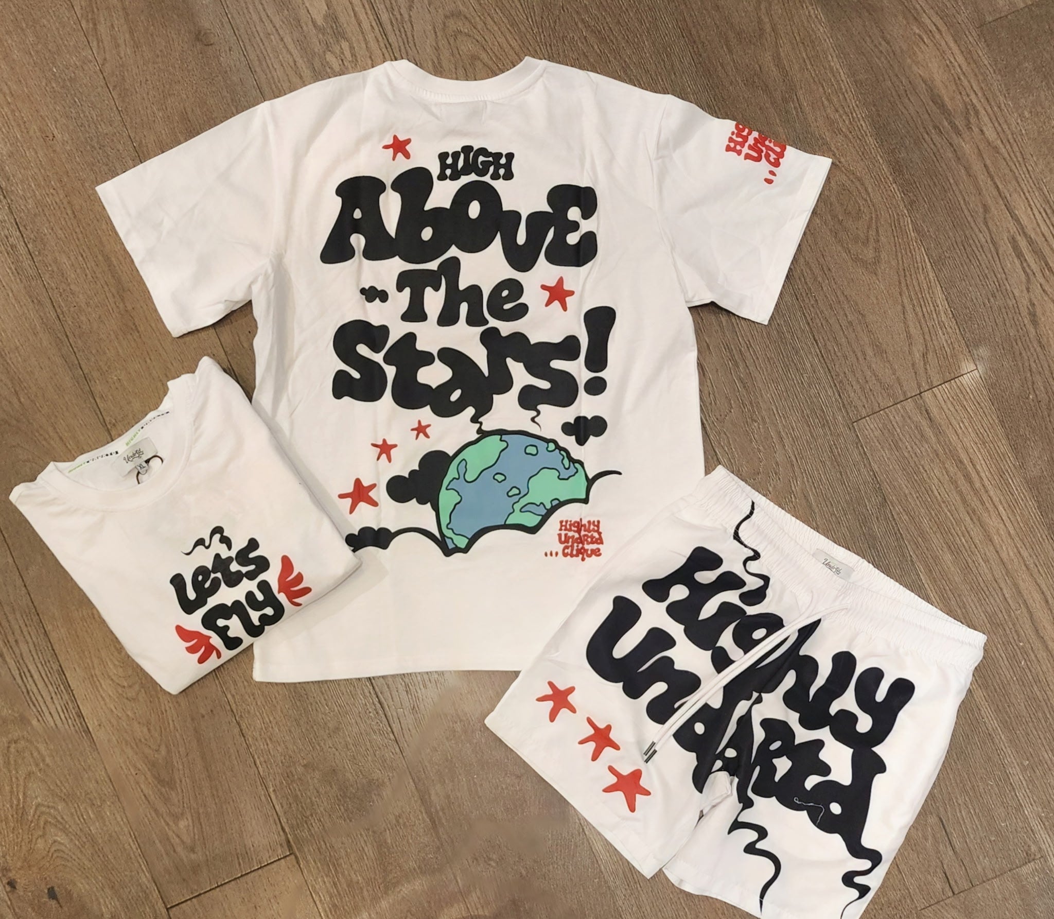 HIGHLY Undrtd Above The Stars Short Set - White