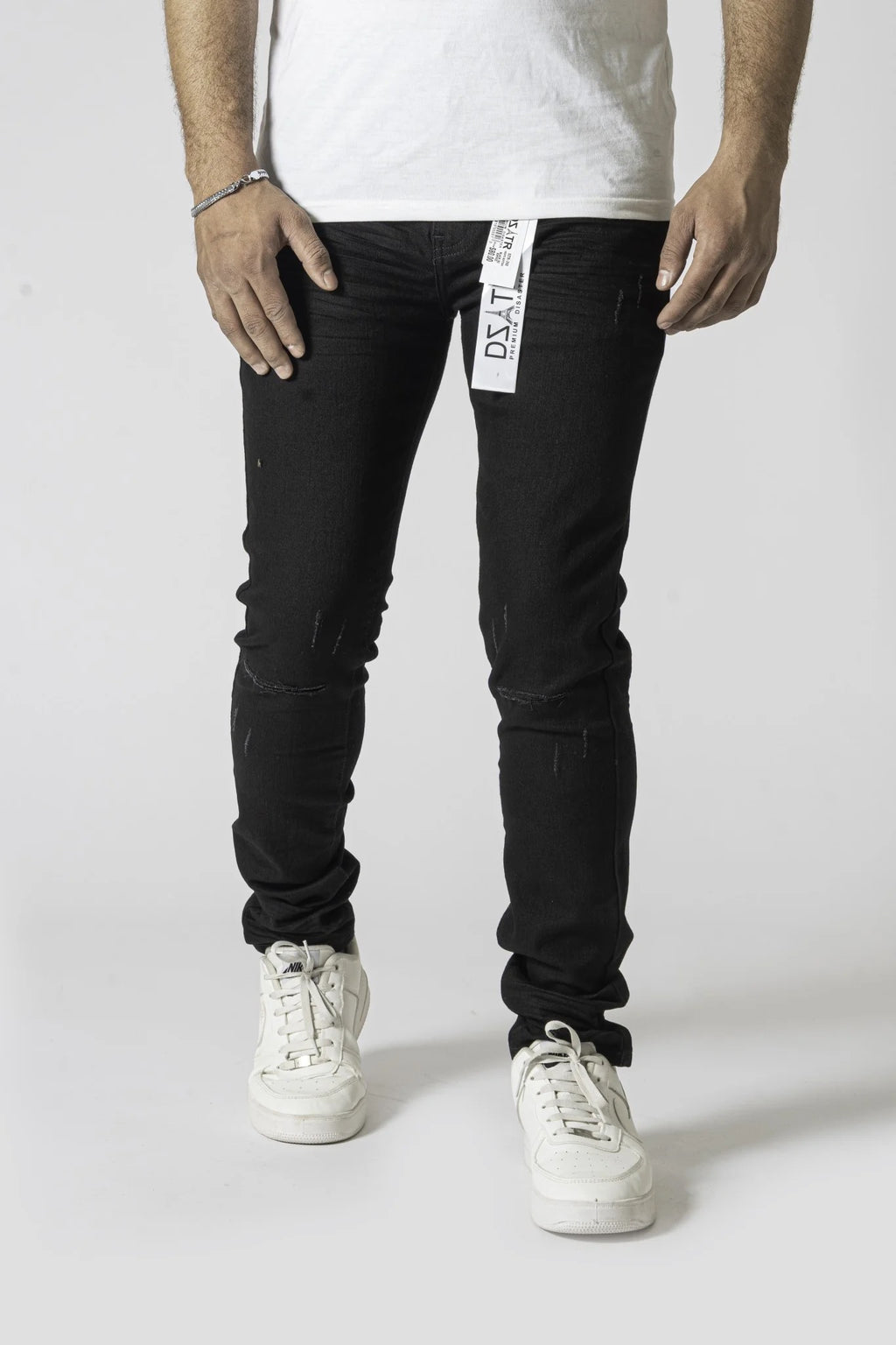 DZTR Premium Knee Rip & Repair Jeans - Jet Black
