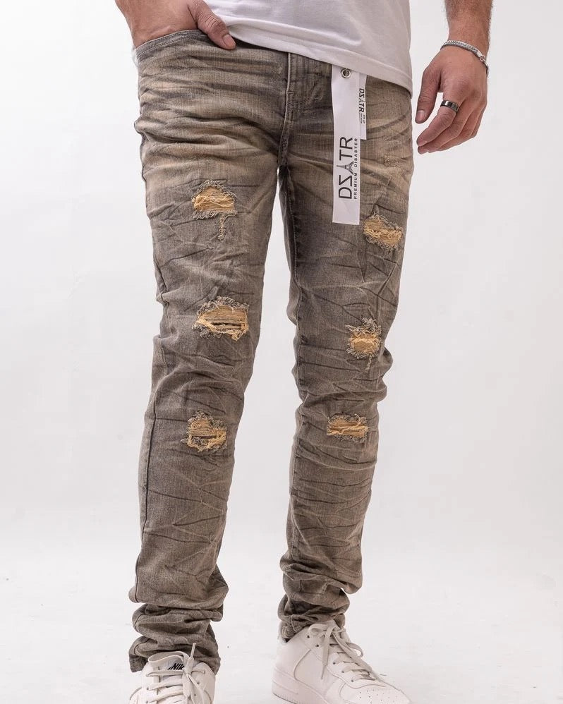 DZTR Distressed Skinny Jeans - Vintage Grey