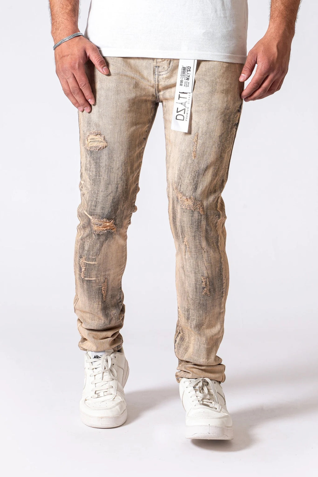 DZTR Vintage Distressed Jeans - Sand Wash