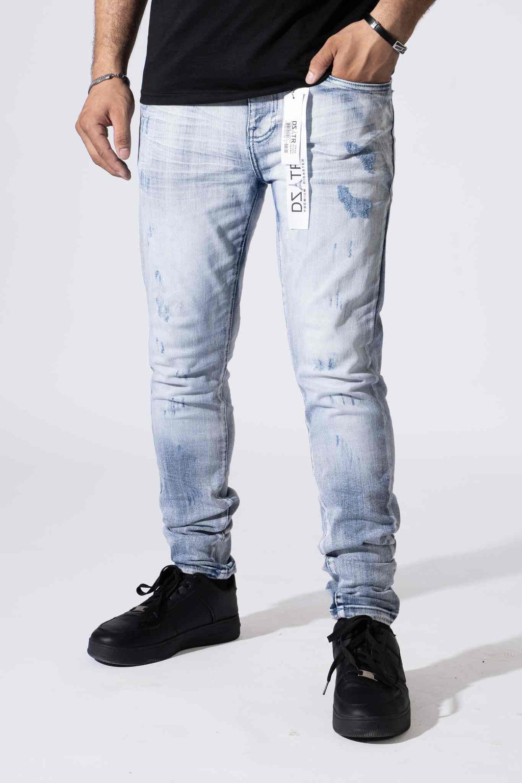 DZTR Premium Distressed Jeans - Light Ice Blue