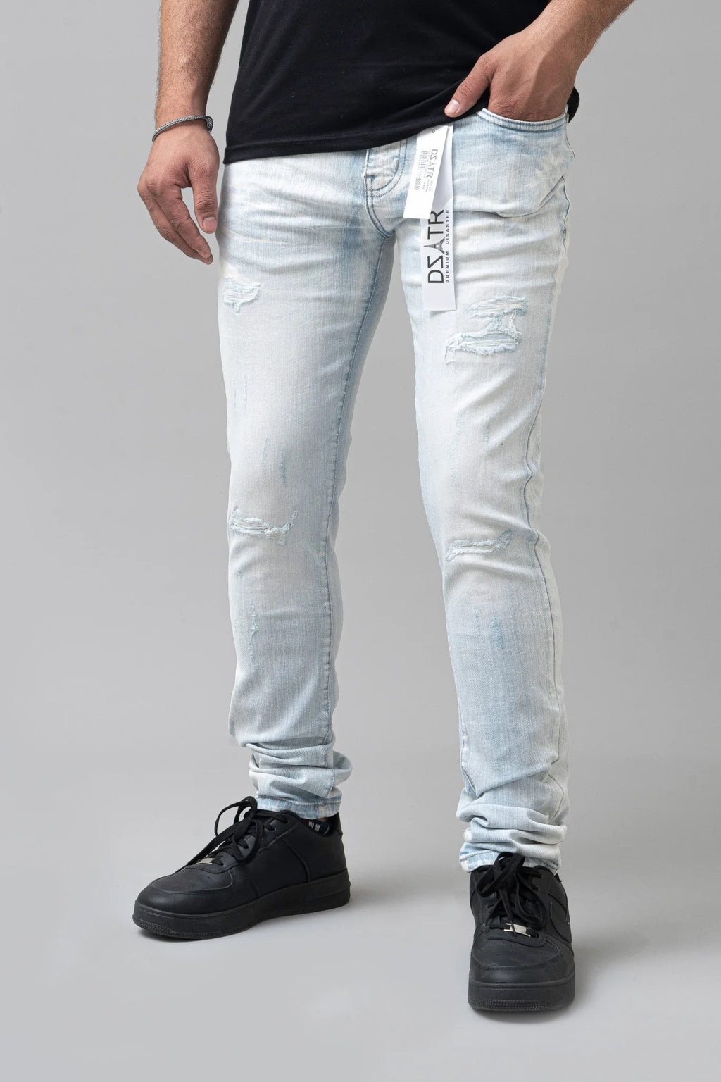 DZTR Premium Distressed Jeans - Ice Blue
