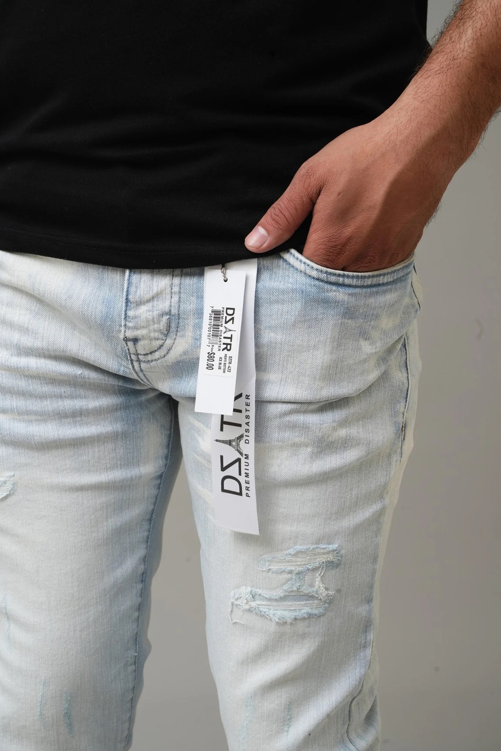 DZTR Premium Distressed Jeans - Ice Blue