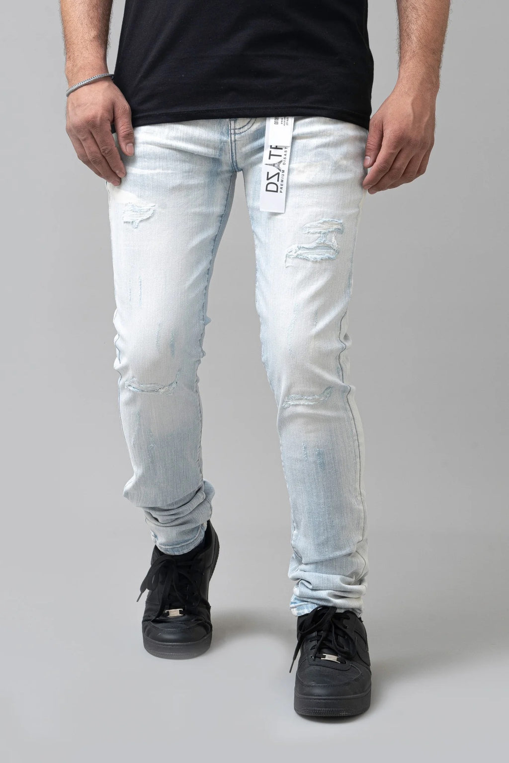 DZTR Premium Distressed Jeans - Ice Blue