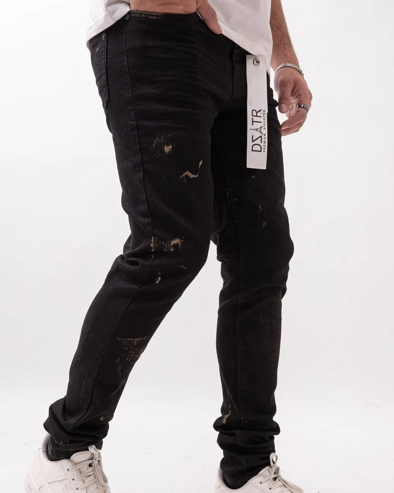 DZTR Paint Splatter Skinney Jeans - Black