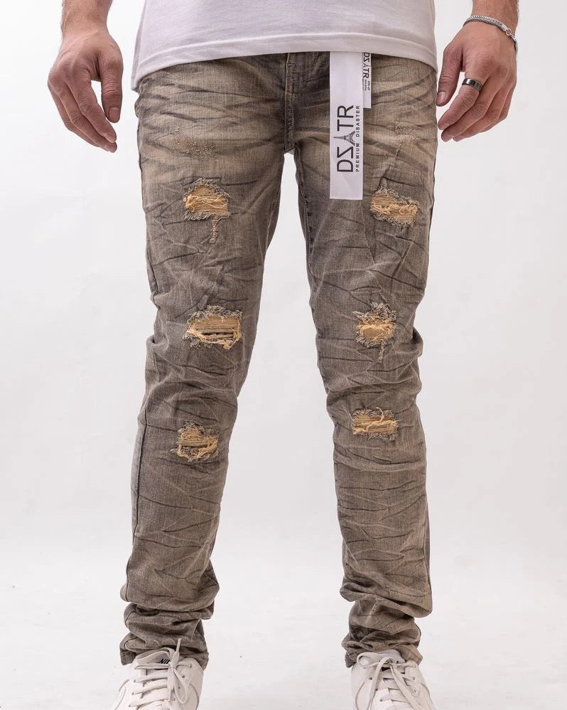 DZTR Distressed Skinny Jeans - Vintage Grey